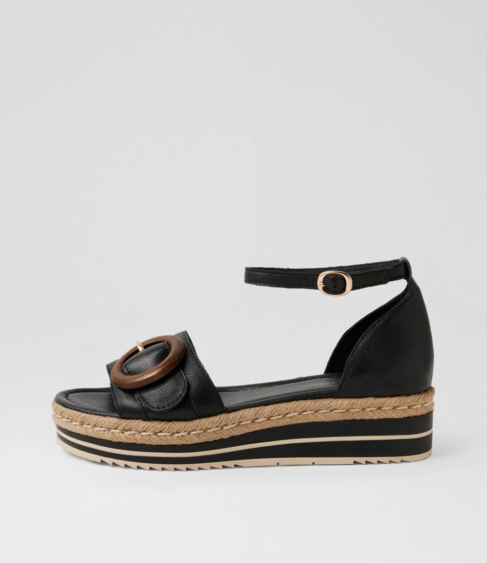 Anwen Black Leather Sandals