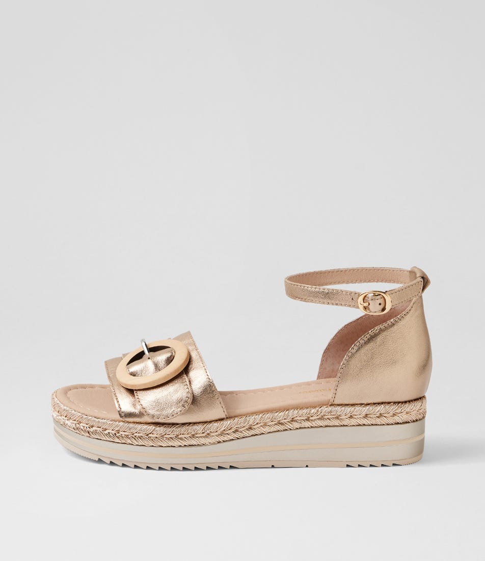 Anwen Champagne Leather Sandals