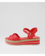 Angles Red Leather Sandals
