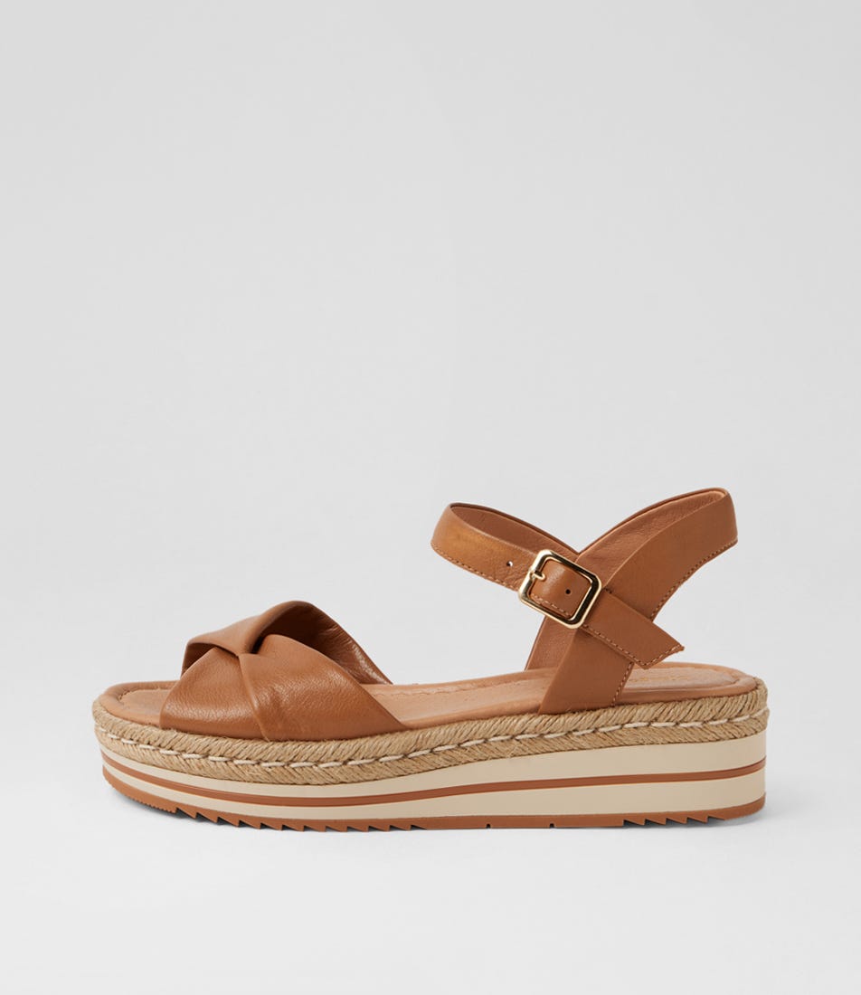 Angles Dark Tan Leather Sandals