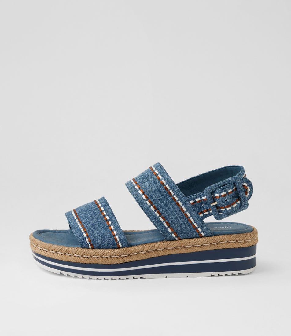 Apples Denim Embroidery Fabric Sandals