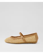 Bibble Light Natural Raffia Leather Ballet Flats