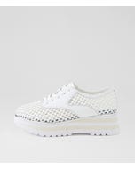Endos White Raffia Leather Sneakers