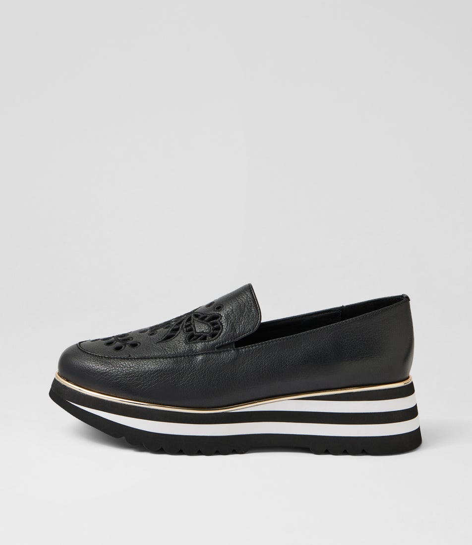 Enakai Black Leather Loafers
