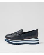 Enakai Navy Leather Loafers