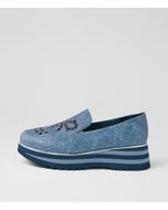 Enakai Blue Denim Leather Loafers