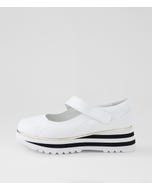 Eeya White Black Leather Mary Janes