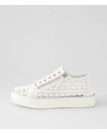 Femie White Syn Raffia Leather Sneakers