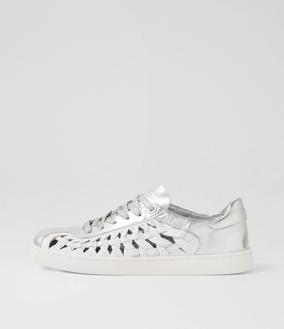 Hyea Silver White Leather Sneakers