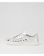 Hyea Silver White Leather Sneakers