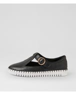 Helge Black White Leather Flat Shoes