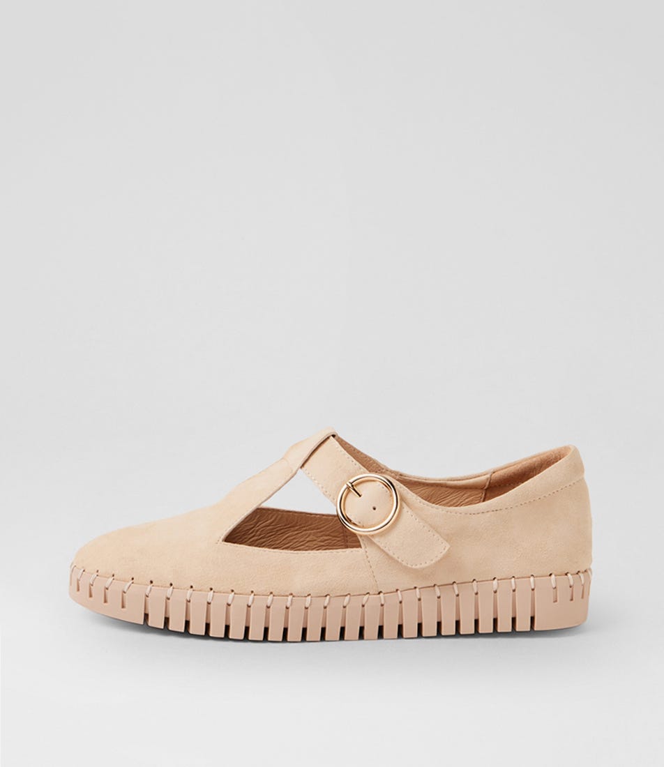 Helge Nude Nude Suede Flat Shoes