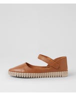Hough Dark Tan Almond Leather Flat Shoes