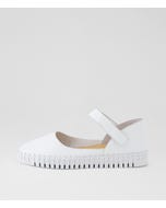 Hough White Leather Flat Shoes
