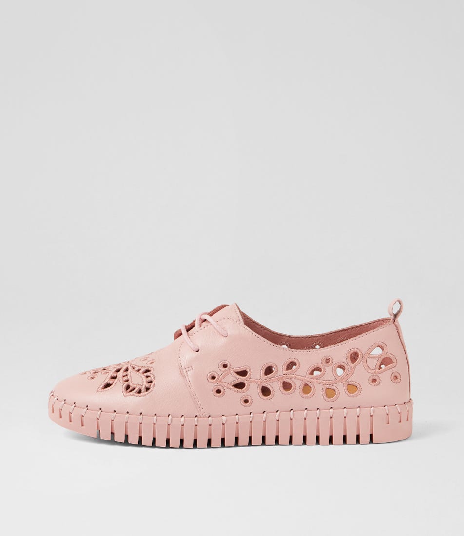 Hycinth Pretty Pink Leather Lace Up Flats