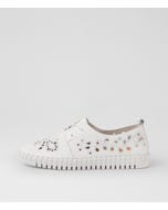 Hycinth White Leather Lace Up Flats