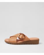 Mertisa Dark Tan Light Choc Leather Slides