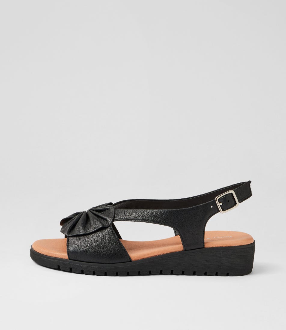 Myrline Black Leather Sandals