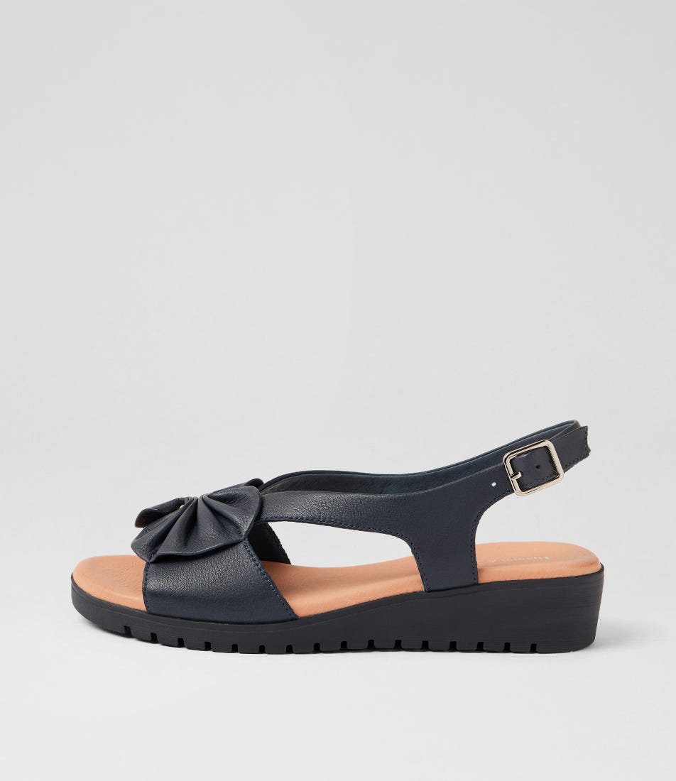 Myrline Navy Leather Sandals