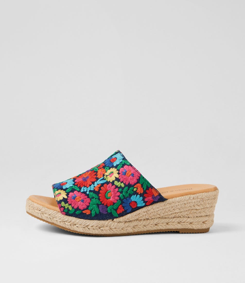Sharkie Navy Bright Fabric Sandals