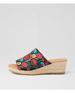 Sharkie Black Bright Fabric Sandals