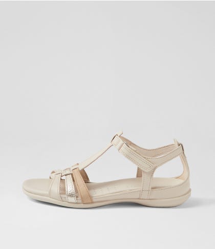 240873 Flash W Limestone Pure White Gold Leather Sandals