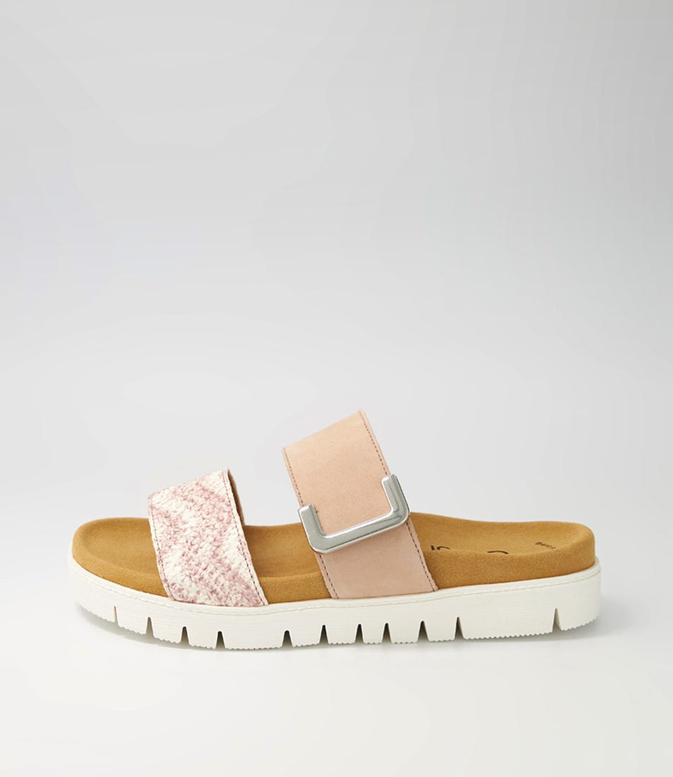 Harper Antikrosa Rouge Suede Patent Leather Slides by Gabor