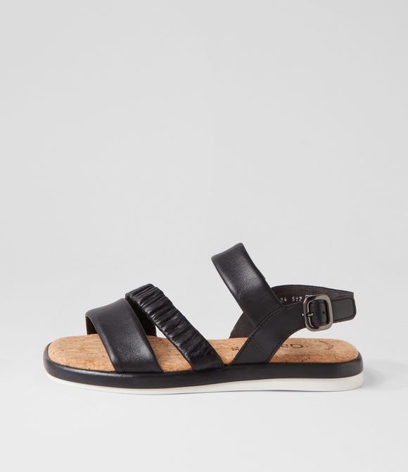 Fico Schwarz Leather Sandals