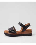 Ebony Schwarz Leather Sandals