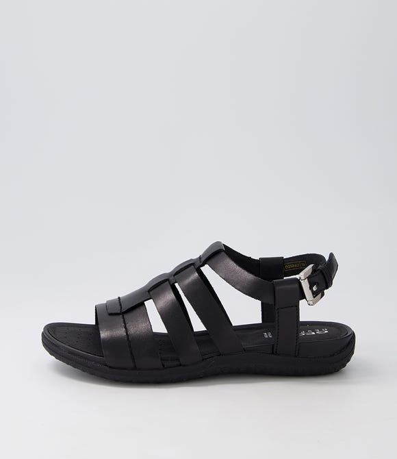 D S.Vega D Black Leather Sandals