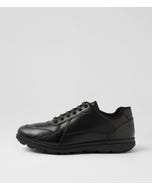 U Spherica Ec12 A Black Leather Lace Up Flats