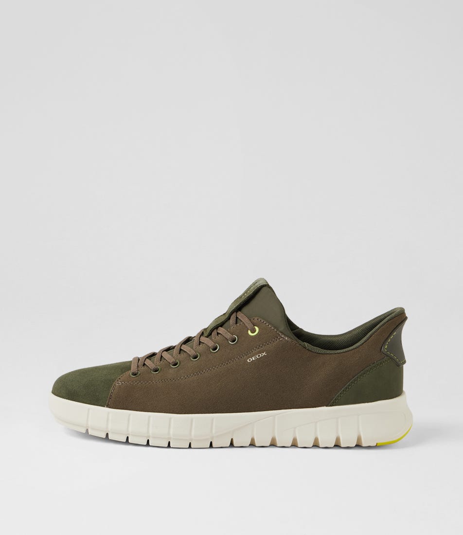 U Flextride Plus Low Light Olive Suede Lace Up Sneakers