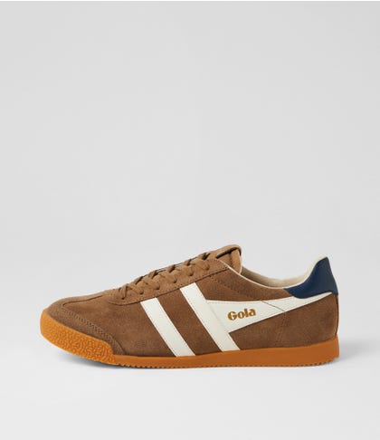 Elan M Tabacco Off White Navy Suede Sneakers