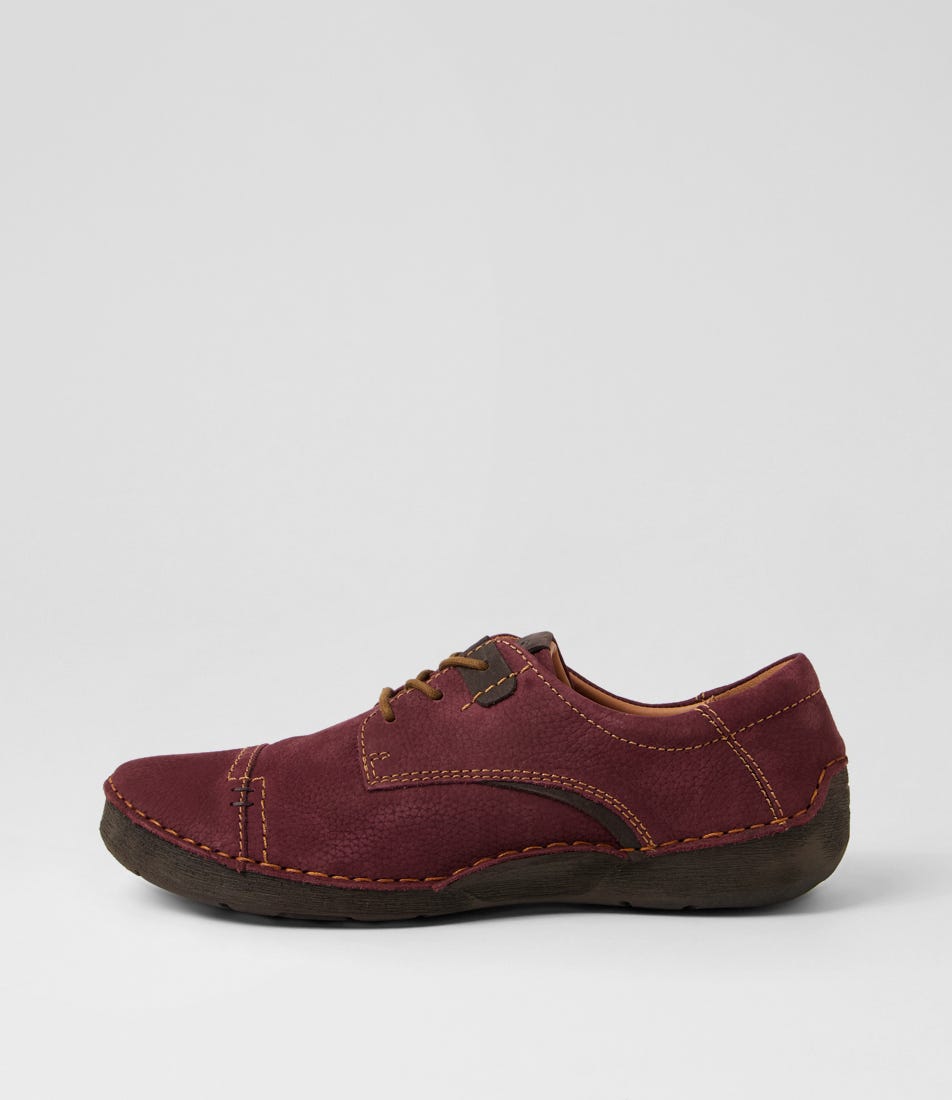Fergey 41 Plum Kombi Leather Lace Up Flats