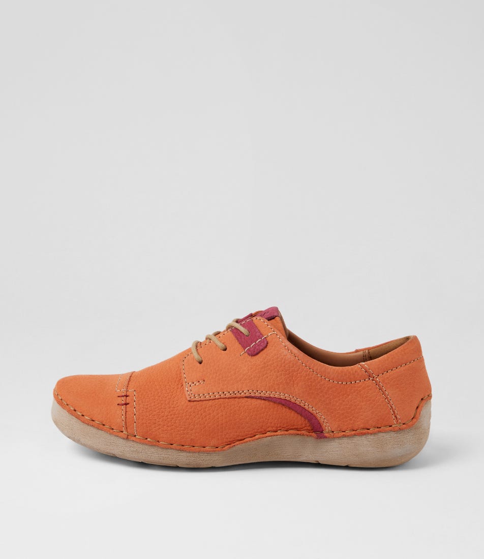 Fergey 41 Papaya Kombi Leather Lace Up Flats