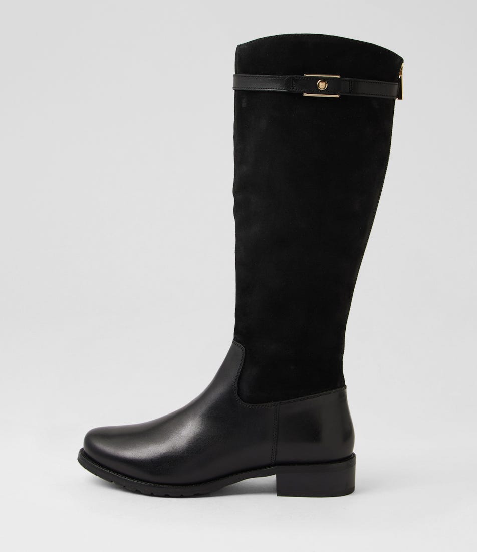 Chiara 05 Schwarz Leather Knee High Boots