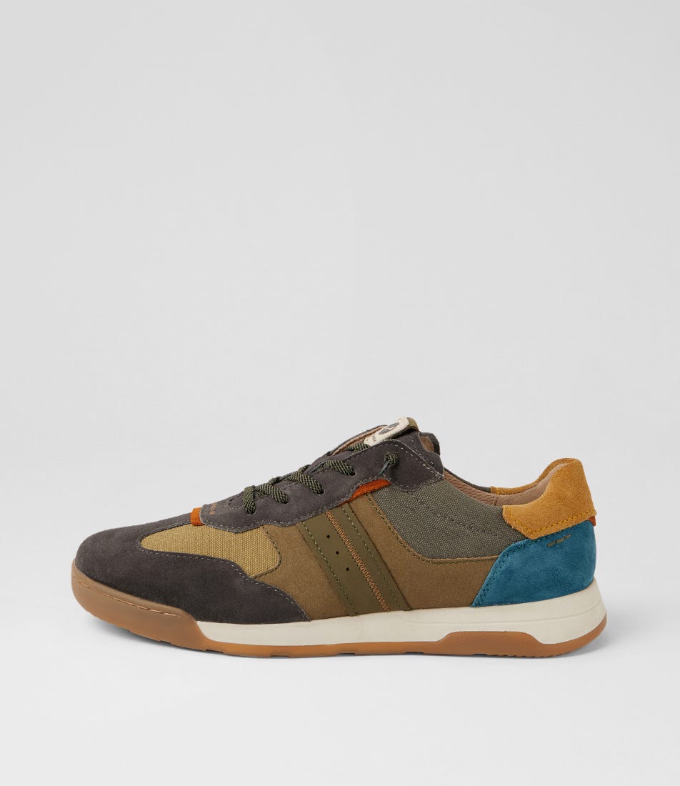 Blake 02 Olive Multi Suede Sneakers