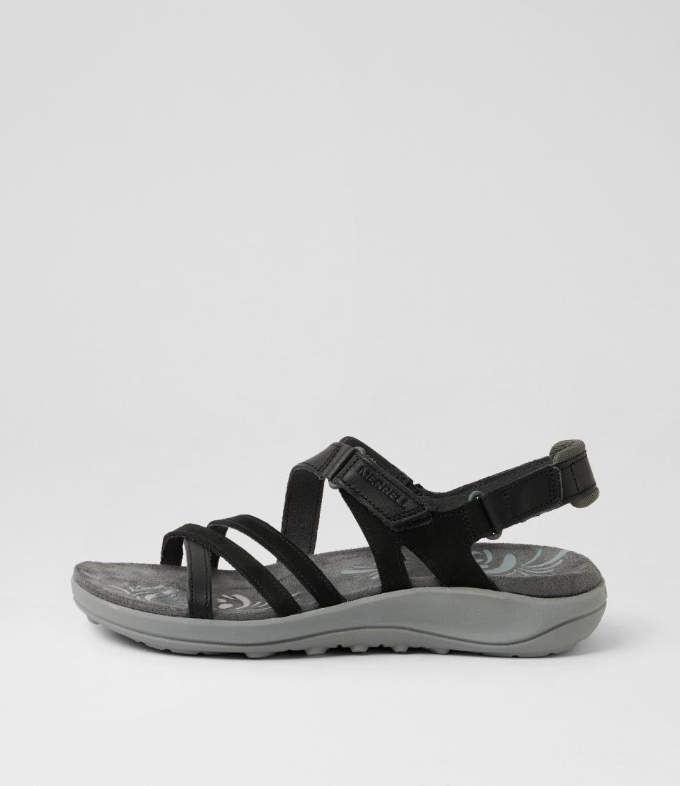 Harbor Backstrap Black Leather Sandals