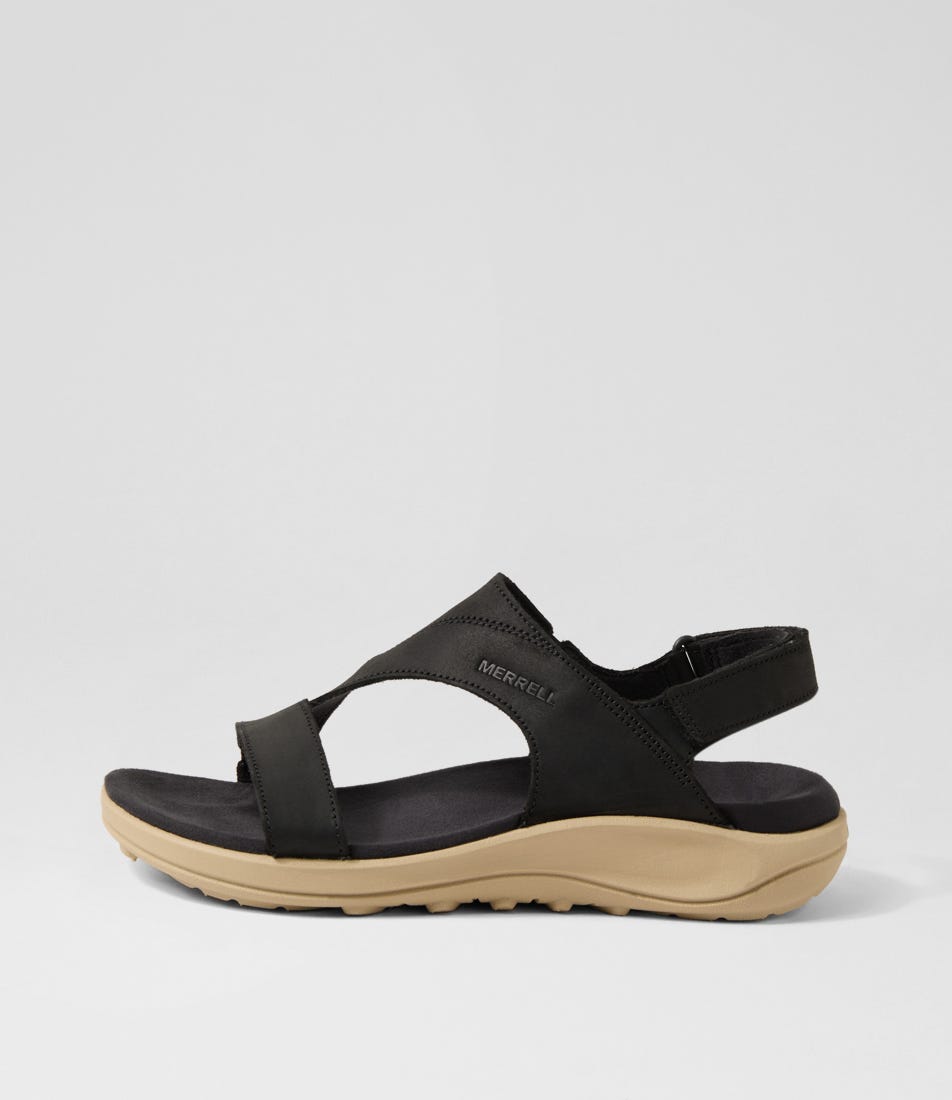 District 4 Luxe Backstrap Black Leather Sandals