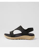 District 4 Luxe Backstrap Black Leather Sandals