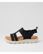 Fleur Backstrap Black Leather Sandals