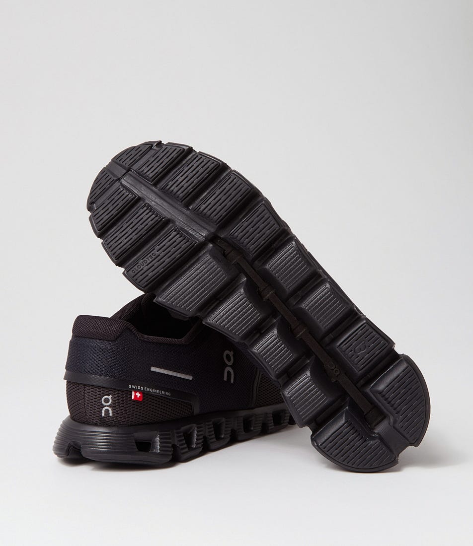 Cloud 5 M All Black Knit Sneakers by On Shop Online at Mountfords