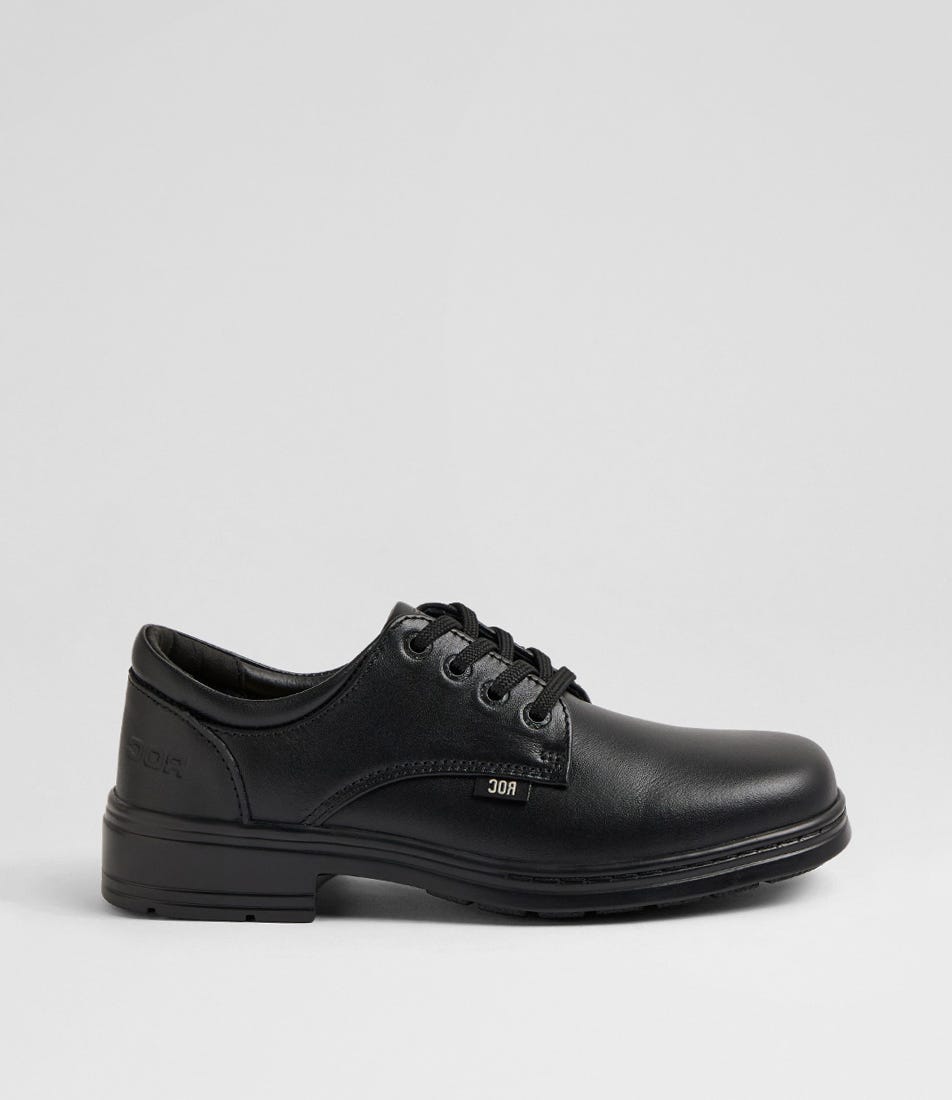 Larrikin Youth Black Leather Lace Up Flats
