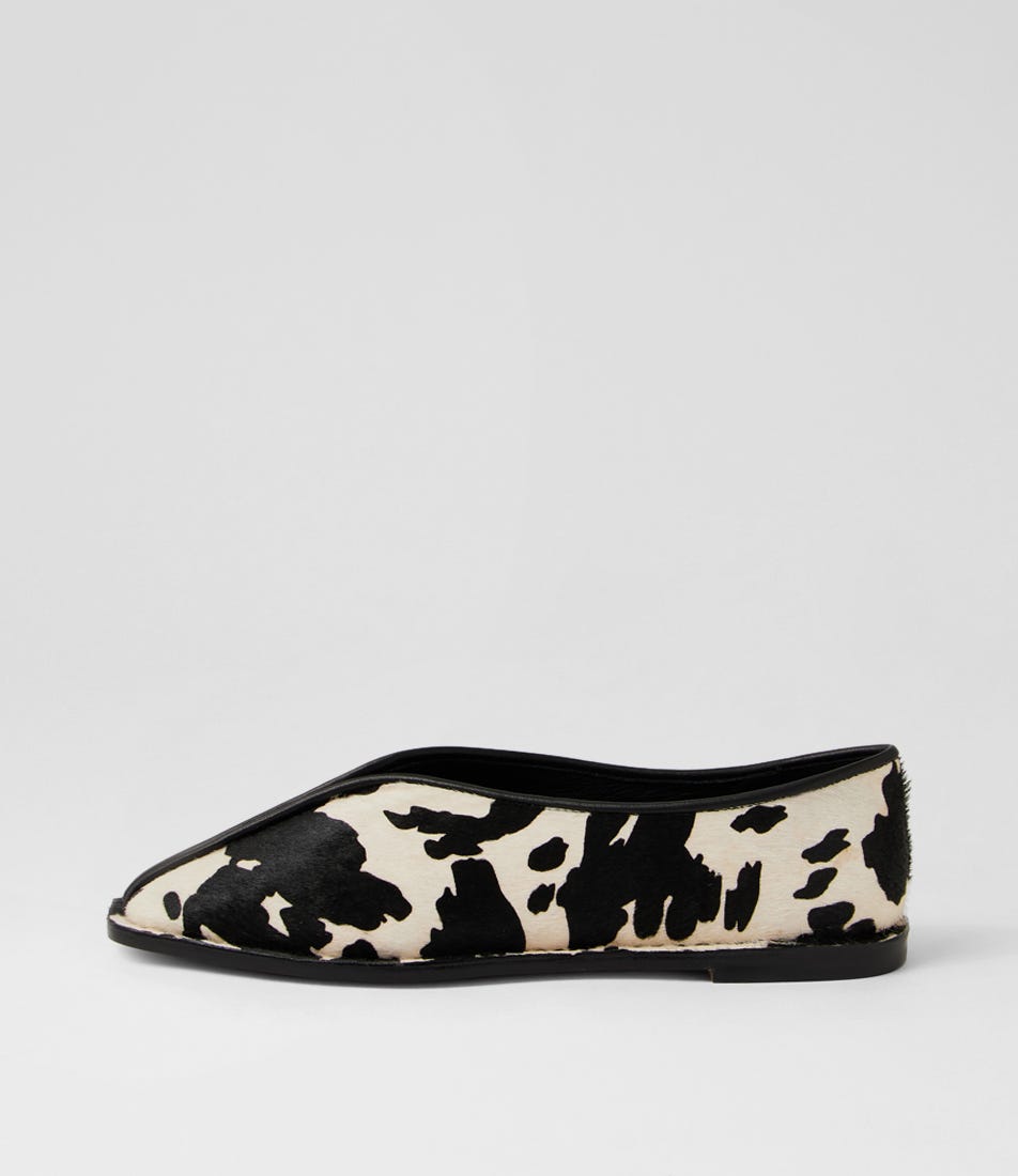 Ada Black Cowhide Leather Ballet Flats