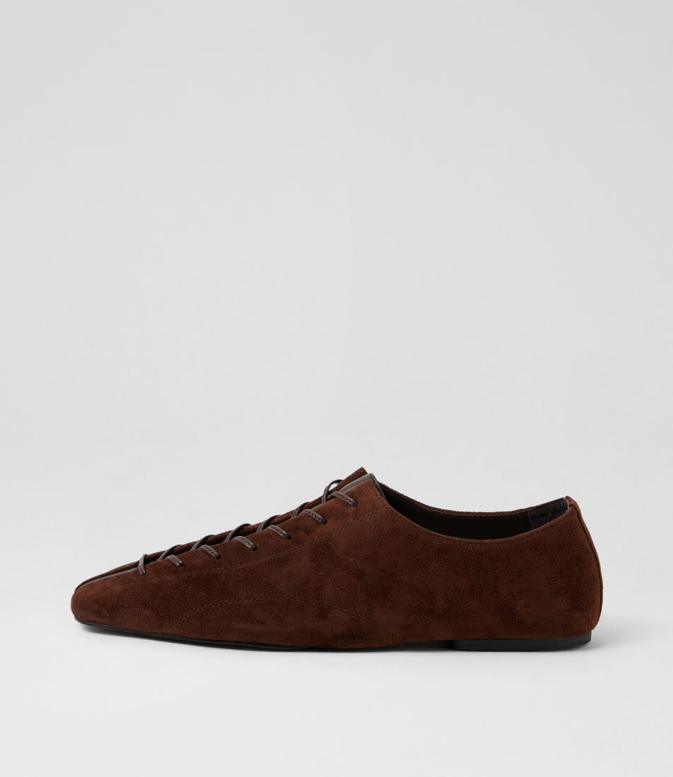 Eva Brown Suede Lace Up Flats