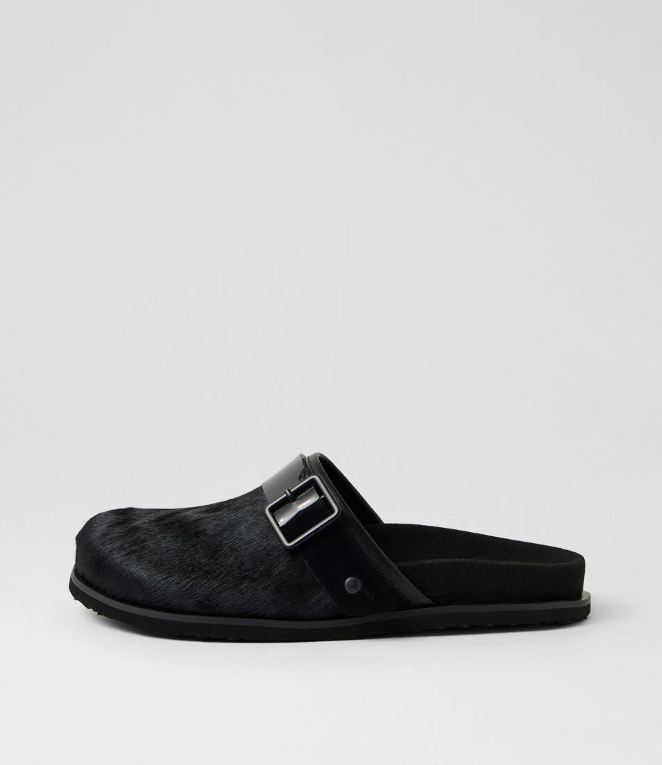 Mills Black Pony Mules