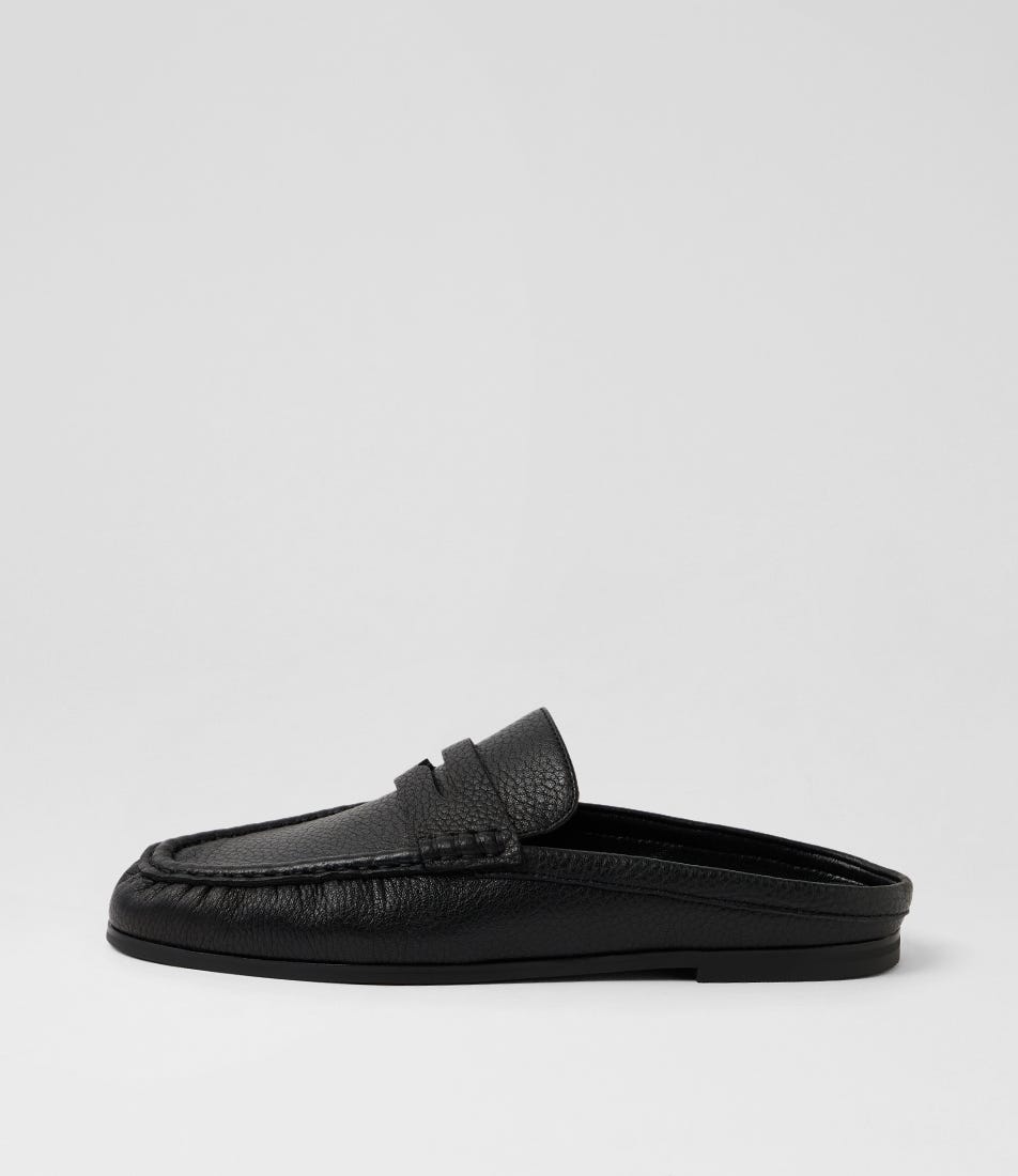 Sloane Black Tumble Leather Mules