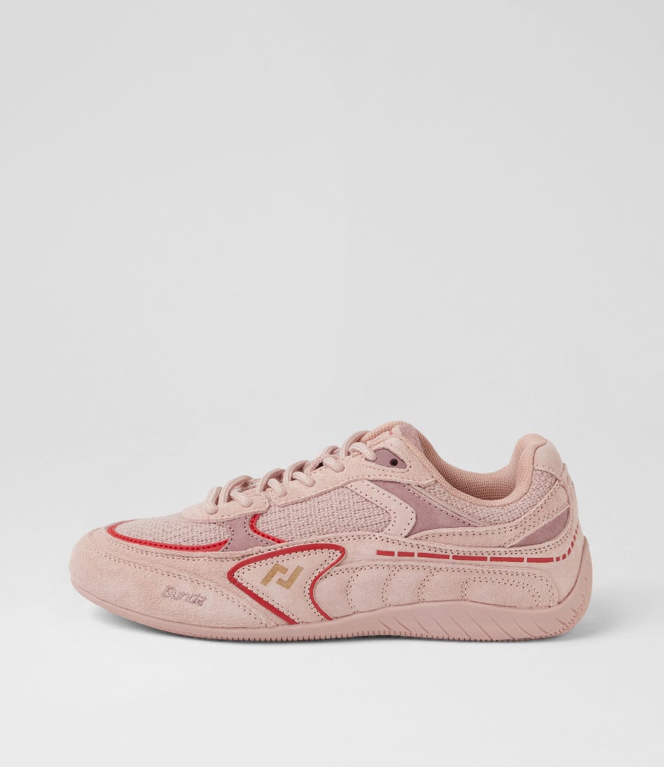 Sunda Pink Suede Mesh Lace Up Sneakers