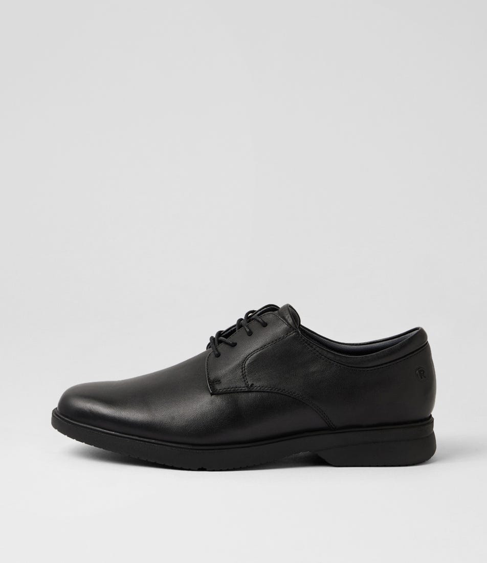 Allander Black Leather Lace Up Flats