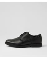 Allander Black Leather Lace Up Flats